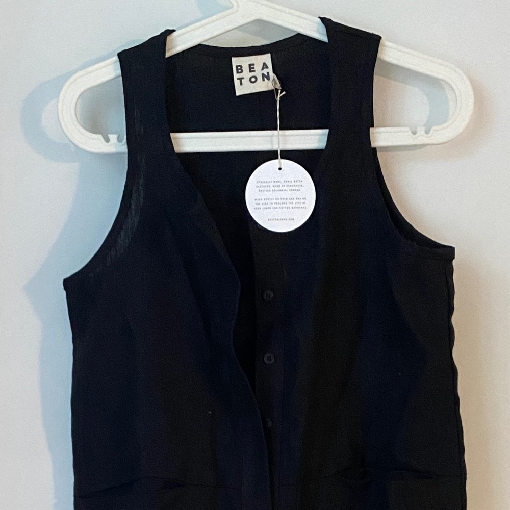 NWT Beaton Linen Pocket Jumpsuit in black XS - Picture 4 of 6